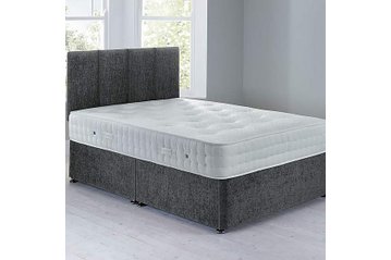 Bruges Grey Fabric Double Divan Set with headboard