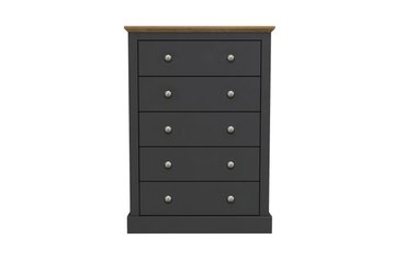 Devon Charcoal and Oak 5 Drawer Chest