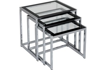 Harley Nest of Tables - Clear Glass/Black Border/Silver
