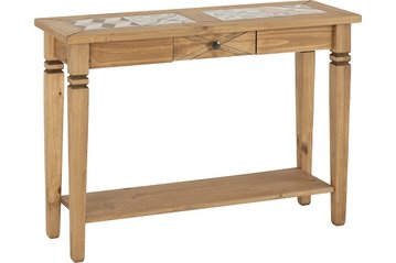 Salvador Tile Top Console Table - Distressed Waxed Pine