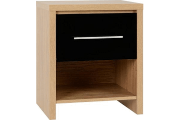 Seville Oak/Black Bedside Cabinet