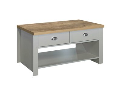 Hampton 2 Drawer Coffee Table - Grey/Oak Effect