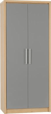 Seville Oak/Grey 2 Door Wardrobe