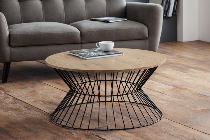Jersey Round Wire Coffee Table - Oak